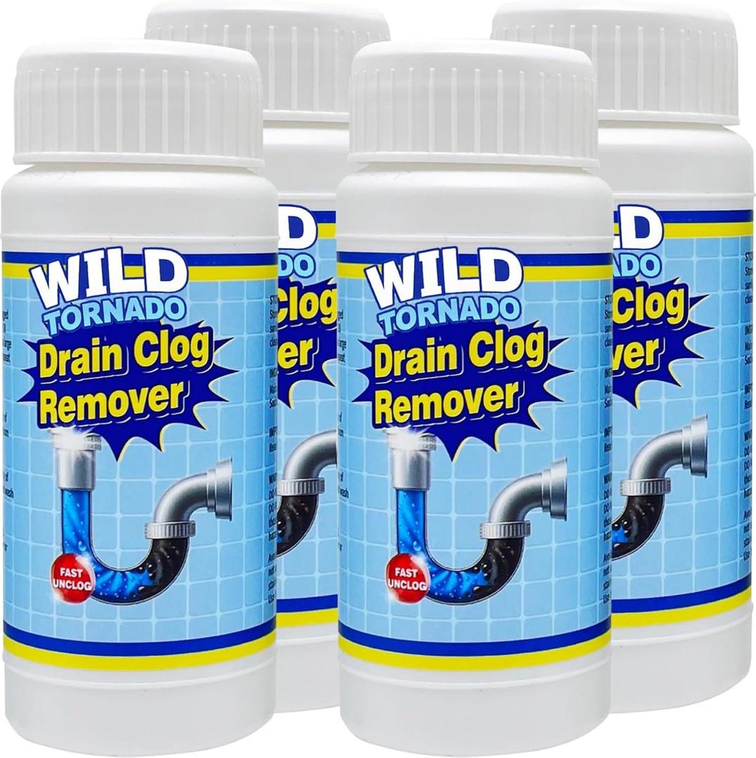 Wild Tornado Pipe Dredge, drain clog removerPowerful Sink and Drain Cleaner, Fast Foaming for Kitchen and Pipes Cleaning Tool4pcs