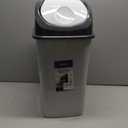 Superio Kitchen Trash Can with Swing Top Lid 9 Gallon Slim Waste Bin 37 Qt Sturdy Plastic Garbage Can Medium Recycling Bin for Office, Bathroom, Under Counter, Dorm, Bedroom (Smoke White/Grey)