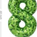 2 x Video Game Number 8 Balloon Different shades of Green Number Balloons for Game Birthday Decorations, Pixel Game Party Supplies 8 Number Balloon