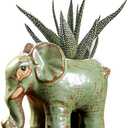 DIYOMR Small Ceramic Planter Pot, 4.3" Vintage Bronze Animal Planters Ceramic Flowerpot Succulent Pots Cactus Pot for Office Home Desktop Decor - Plants Not Included (Elephant Pot)