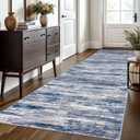 3x10 Modern Abstract Runner Rug for Hallways, Navy Blue Gray Neutral Multi Super Soft Hallway Decor Kitchen Rugs with Non-Slip, Non-Shedding Washable Rug for Entryway Bedroom Indoor