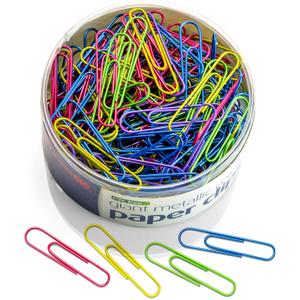 Officemate PVC-Free Assorted Color Coated Giant Paper Clips, 200 per Tub (97226)
