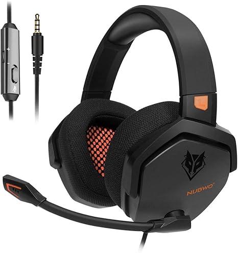 NUBWO N16 Gaming Headset - Noise Canceling Mic, Stereo Sound, and Comfortable Design for PS5, PS4, Xbox One, Switch, PC, Laptop, and Mac Orange