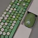 UBOTIE Wireless Keyboard and Mouse Combo with Phone Holder and Wrist Rest, Round Colorful Keys, Power Switches, 2.4GHz USB Receiver, Full-Size QWERTY Layout for PC Laptop Green