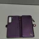 Defencase Compatible with Samsung Galaxy S22 5G Case Wallet with RFID Blocking Card Holder for Women Men, PU Leather Magnetic Snap Flip Zipper Strap Wallet Phone Case Fit for Galaxy S22 6.1", Purple