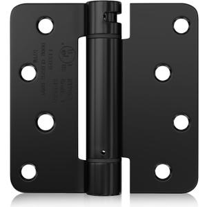 Haidms Self Closing Door Hinges 4 Inch Matte Black Spring Hinge with 1/4" Radius Corner 2 Pack Spring Loaded Hinges for Exterior Interior Doors