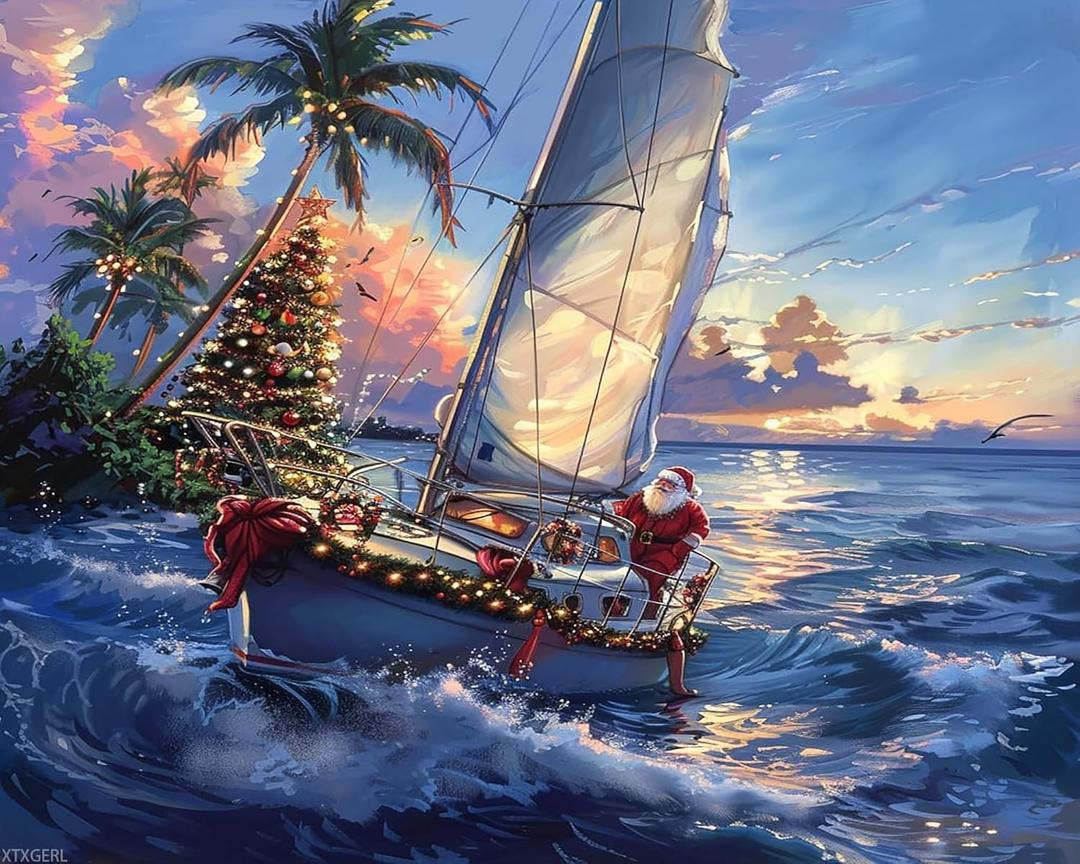 XTXGERL Paint by Numbers Christmas Santa Claus for Adults, Acrylic Oil Painting by Numbers Kits for Beginner with Paintbrushes Brushes Art Crafts Canvas for Home Decor 16x20inch