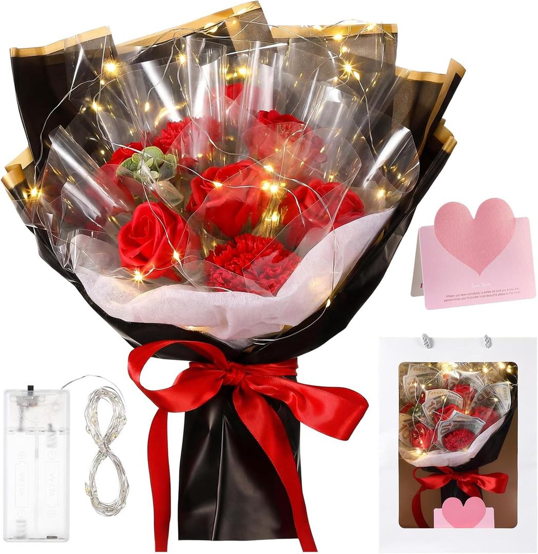 Thiccywoov Graduation Flower Bouquet Kit, 2026 DIY Artificial Flower Bouquets, Roses Bouquet for Wife, Mom, Grandma and Girlfriend, Anniversary and Birthday Present for Women
