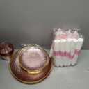 175PCS Pink Hammered Plastic Dinnerware Set for 25 Guests