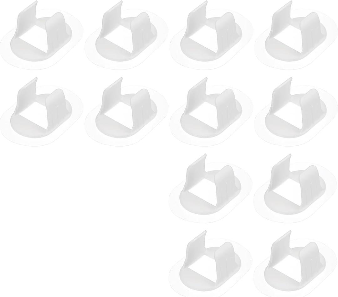 12 Pcs Washing Machine Drain Hose Holder (Fits 30-38 mm OD Hose) - Self-Adhesive No Drill Fixing Clip Guide Clamp Bracket for Clothes Washer/Laundry Tub Discharge, White