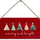 FZTGRF 6x12 Inch Merry Christmas Sign, Christmas Signs, Christmas Wall Decorations Printed Wood Plaque Sign Wall Hanging, Farmhouse Christmas Decor Hanging Wall Signs For Door Outdoor Home Decor