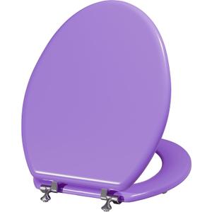 Angol Shiold Wood Toilet Seat, Zinc Alloy Hinges (Elongated, Purple)