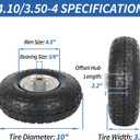 4.10/3.50-4 Pneumatic Tire, 10" Tire and Wheel, 2 Pack, with 2.2" Offset Hub, 5/8" Axle Bore Hole, Sealed Bearings, for Hand Truck Trolley Dolly Cart
