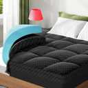 Dual Layer 3 Inch Memory Foam Mattress Topper King Size, 2 Inch Gel Memory Foam Plus 1 Inch Cooling Pillow Top Mattress Pad Cover, with 8-21 Inch Deep Pocket, Black