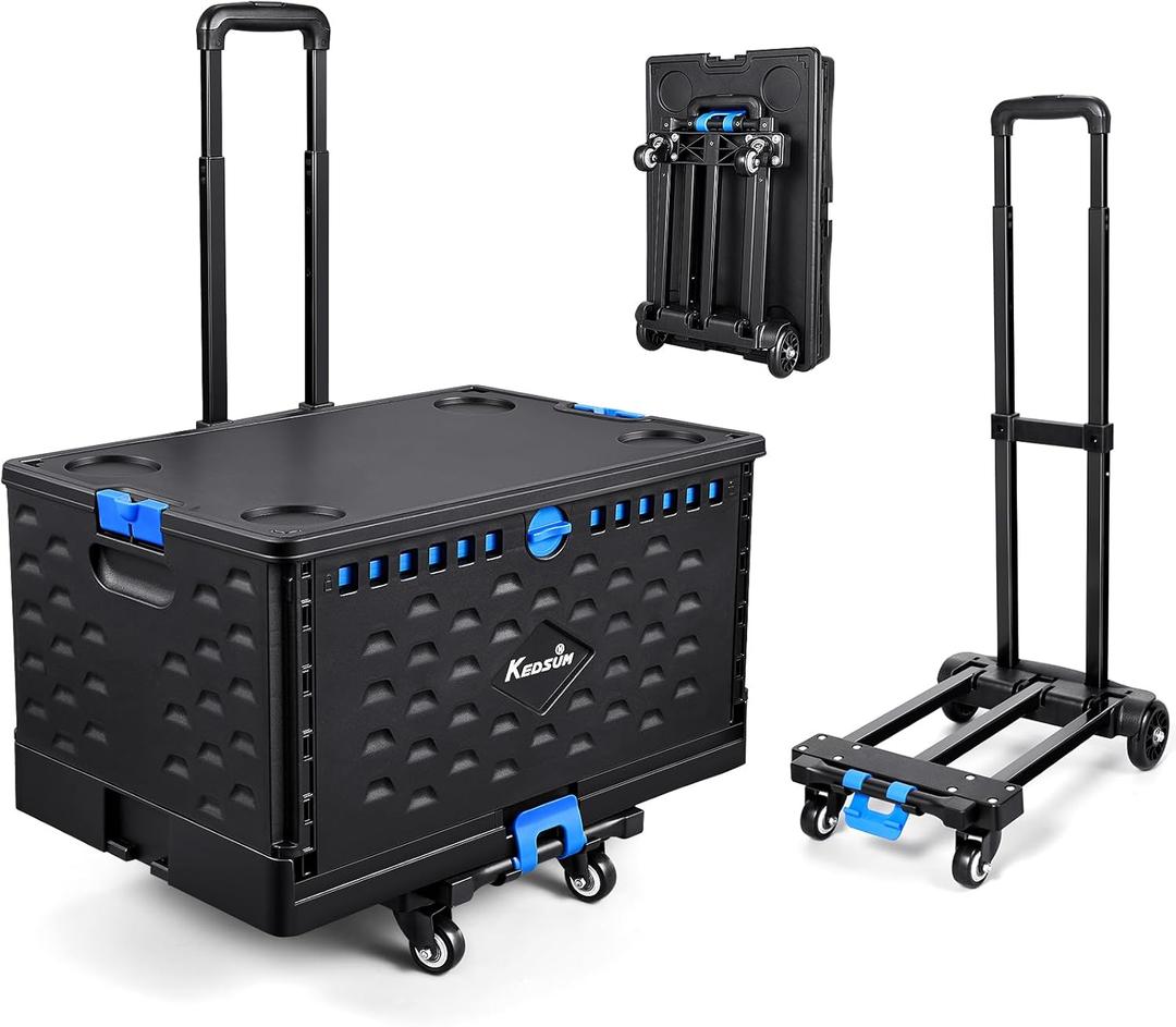 KEDSUM 2 in 1 Teacher Cart with 4 Wheels, Durable Removable Rolling Crate with Cover, 290 LBS Rolling Cart for Teacher, Office, Grocery, Load-Bearing Collapsible Tool Box, 360 Swivel Wheels