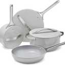 Caraway Nonstick Ceramic Cookware Set (12 Piece) Pots, Pans, Lids and Kitchen Storage - Non Toxic - Oven Safe & Compatible with All Stovetops - Gray