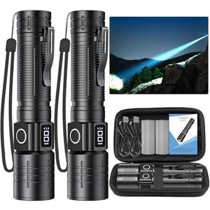 NetCan LED Flashlight, High Powered High Lumens Super Bright Tactical Flashlight, Rechargeable Flashlights High Lumens, 6 Modes Zoomable Waterproof Flash Lights for Emergency, Camping, Hiking