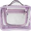 SANHECUN traveling toiletry case clear cosmetics case makeup bag (Purple, Small)