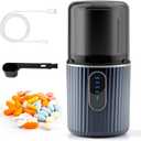 Cordless Electric Pill Crusher Grinder Pulverizer - Grind and Pulverize Multiple Pills, Small and Large Medication and Vitamin Tablets to Fine Powder - Removable Grinding Cup for Easy Cleaning (Navy Blue)