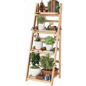 IDZO 4 Tier Wooden Ladder Shelf 44 In Bookcase Ladder Shelf Storage Shelves Rack Shelf Unit For Office And Home 44 x 16.5 Inches Natural