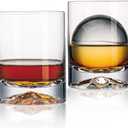 JBHO Hand Blown Crystal Double Old Fashioned Cocktail, Solid Whiskey Glasses, Rocks Glasses, Lowball Glasses - 12 Ounce - set of 2 - Perfect Size for Oversized Ice Cubes