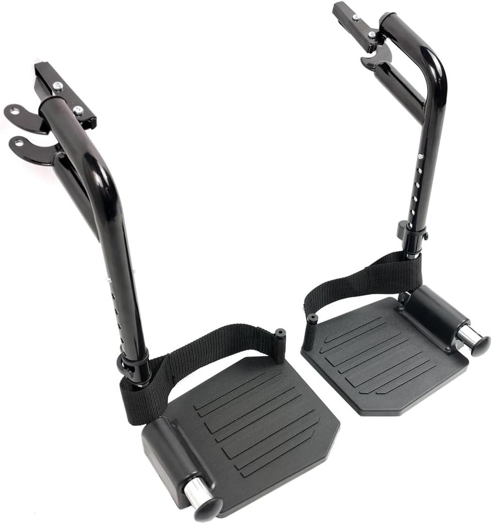 Economy Footrest for Standard Wheelchairs and Transport Chair, Composite Footplates And Heel Loops, Universal Swing-Away Footrests, wheelchair replace parts. Same function as T93HEP, PH-SF.(1 Pr, Black)