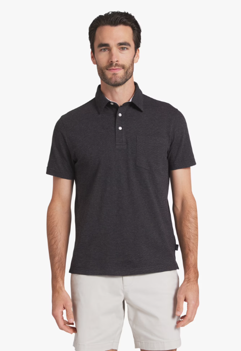 Chaps Men's and Big Men's Harbor Side Slub Short Sleeve Polo Shirt, XL, Jet Black