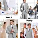 Men's 3 Piece Linen Suits Casual Lightweight Blazer Jackets Vest Pants Set for Wedding Business Prom Suit (Gray, XL)