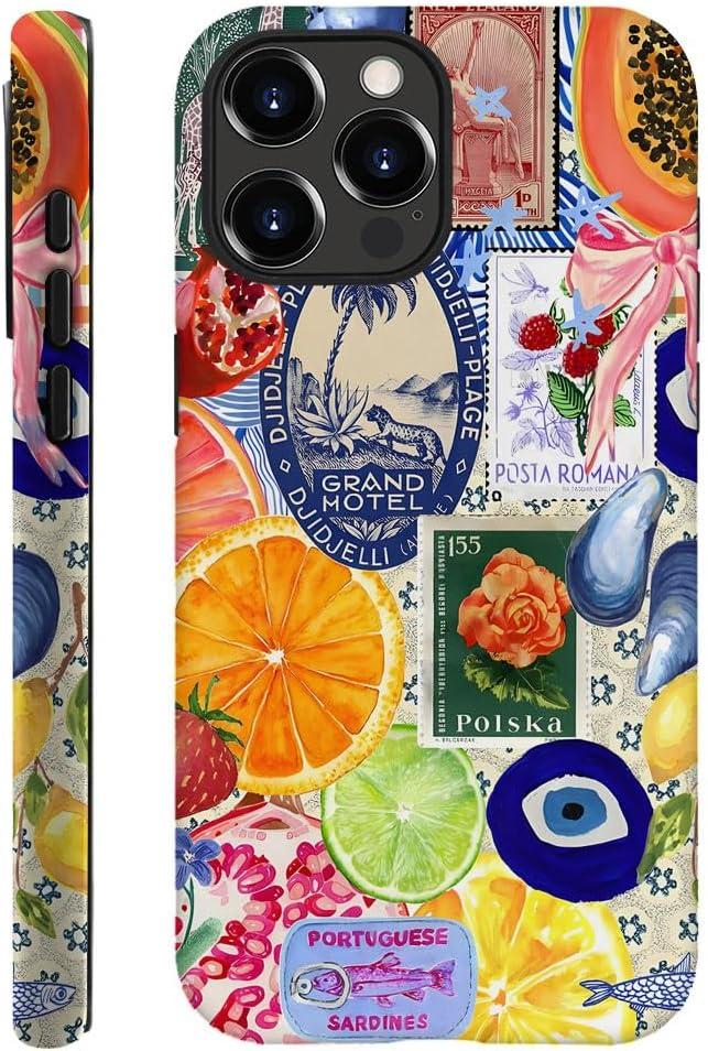 Generic Compatible with for iPhone 16 Pro,Fruit Lemon European Summer Collage Phone Case for Girl Women Boy Men,Scratch Resistant Shockproof Cover Phone Case for iPhone 16 Pro
