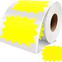 Price Tags Stickers Yellow 4 x 3 Inches Self-Adhesive Large Sale Sticker Starburst Signs Removable Waterproof Labels for Retail Store Market Business 500 PCS