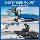 Heavy Duty Adjustable Boat Trailer Steps with Rail System, Multi-Vehicle Compatible Trailer Tongue Access Ladder, Non-Slip Surface - 3-Step Side Mount, Secure Boarding