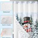 Christmas No Hook Shower Curtain with Snap in Liner, Snowman Snowflake Forest Shower Curtain for Bathroom Waterproof Winter Xmas Bath Curtain with See Through Mesh Top Window, 72" x 72"