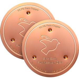 Mellbree 2-Pack Bird Bath Copper Disk, 0.6mm Reinforced 99.99% Pure Copper Cleaning Disk with Triple-Point Support for Physical Safe Clean Water All-Season, Universal Fit for Outdoor Birdbaths, Bowl