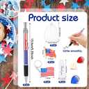 Qilery 250 Pcs Veterans Day Style American Flag Lapel Pins Ballpoint Pen Independence Day Flag Keychains Thank You Card Organza Gift Bag for Home School Office 4th of July Party Supplies