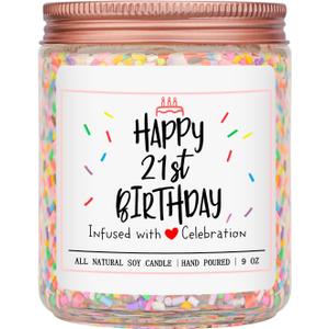 Homsolver 21st Birthday Gifts for Her, Perfect Ideas Happy Birthday Presents for Women, Friends, Sister, Daughter, Vanilla Cream Scent Handmade Aromatherapy Candle Decorations