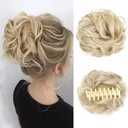 LyoRuSi Claw Clip Messy Bun Hair Piece Wavy Curly Hair Bun Clip in Claw Chignon Ponytail Hairpieces Synthetic Tousled Updo Scrunchies