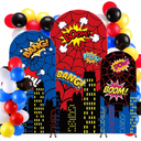 Tudomro 3 Pcs Spider Web Arch Backdrop Cover with Balloons Spider Birthday Party Decorations for Christmas Photo Props Indoor Outdoor Cosplay Wedding Baby Shower Backdrop Decor