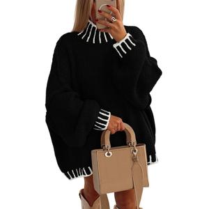 PRETTYGARDEN Women's 2026 Fall Oversized Pullover Sweaters Long Sleeve Mock Neck Chunky Knit Jumper XL