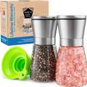 Home EC Original Stainless Steel Sea Salt and Pepper Grinder Set of 2 - Adjustable Ceramic - Glass Salt and Pepper Shakers - Kitchen Pepper Mill & Salt Mill W/Funnel & EBook