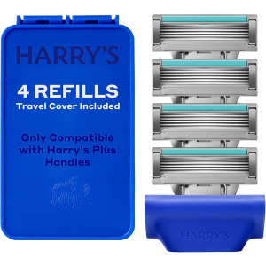Harry's Plus Razor Refills - 4 Cartridges with Travel Blade Cover
Compact Cartridge Design for Precise Control - Shaving Kit for Men - Only Compatible with Harry's Plus Handles