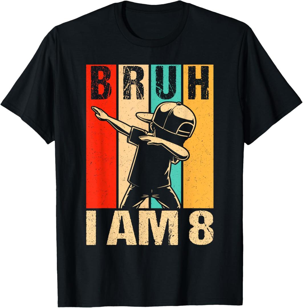 8 Year Old Birthday Dabbing Boy Bruh It's My 8th Birthday T-Shirt, S
