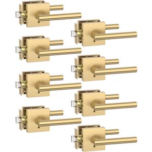 Asidrama ZR01-097Z 8 Pack Privacy Door Handles with Lock, Champagne Bronze Door Handles Interior for Bedroom or Bathroom
