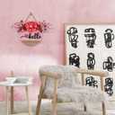 Valentine's Day Wooden Wreaths Sign with Artificial Berry Decoration, Hearts and Buffalo Bow Farmhouse Entrance Outdoor Art Wall Decor