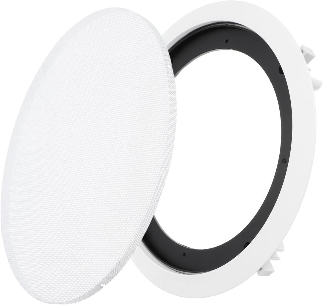 MECCANIXITY Ceiling in-Wall Speaker Grille Cover and Base, 8 Inch White Round Metal Recessed Drop Ceiling Speakers Magnetic Dust Covers for Sound System