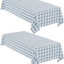 Maymiss Checkered Tablecloth Rectangle, 2 Pack Gingham Table Cloths Waterproof Wrinkle Free Buffalo Plaid Table Covers Washable for Dining, Parties & Outdoor Picnic(Light Blue and White, 52"×70")