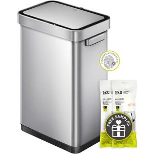 EKO Deluxe Mirage-T 50 Liter / 13.2 Gallon Touchless Rectangular Motion Sensor Trash Can, Matte Stainless Steel Finish