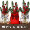 DIYDEC 3PCS Christmas Mason Jars 3*5Inch lighting Painted Xmas Tiered Tray Decorative Jars with Wood Tray &Artificial Flowers Wishing Bottles for Winter Holiday Home Table Centerpiece Decor Gift (Red)