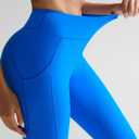 RUNNING GIRL Leggings with Pockets for Women,High Waist Athletic Yoga Pants with Tummy Control Buttery Soft (Blue, M)