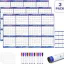 3pcs 32" x 48" 2026 Wall Calendar Dry Erase - Large Starry Sky Calendar Wet & Dry Erasable Laminated 12 Month Annual Yearly Planner, Reversible, Horizontal/Vertical (2026 Wall Calendar)
