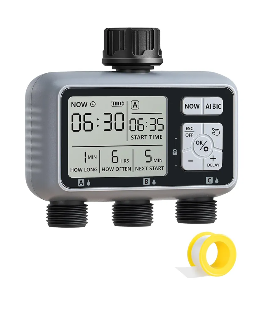 3 Zone Sprinkler Timer, Outdoor Water Timer, Programmable Hose Faucet Controller, Automatic Garden Watering System for Garden, Lawn, Yard